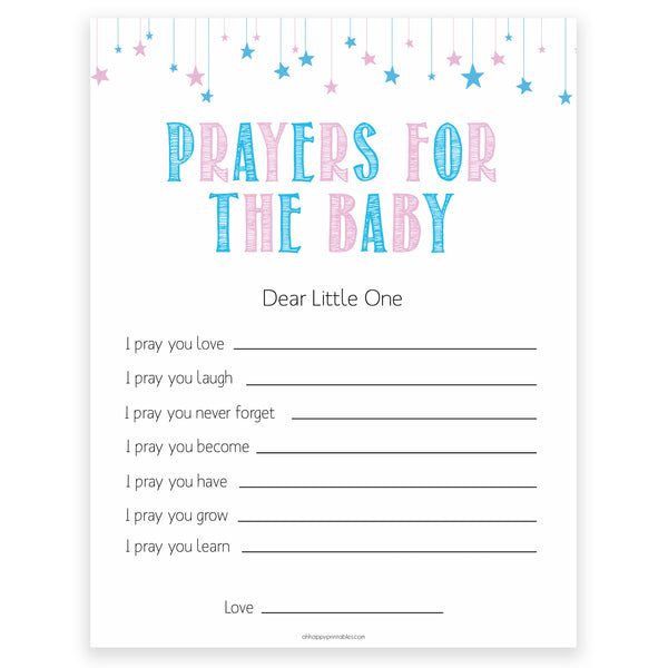 prayers for the baby keepsake gender reveal printable baby games