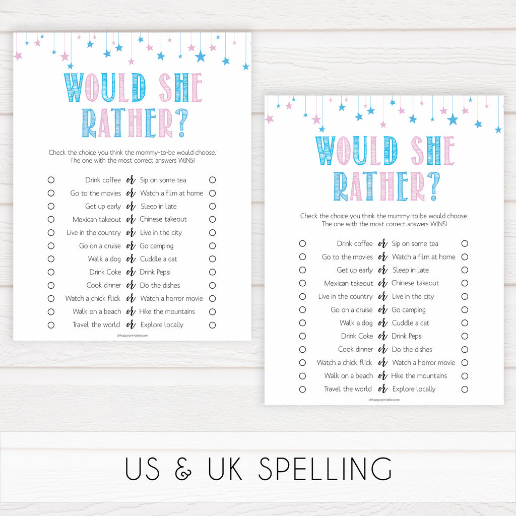 Printable Gender Reveal Games