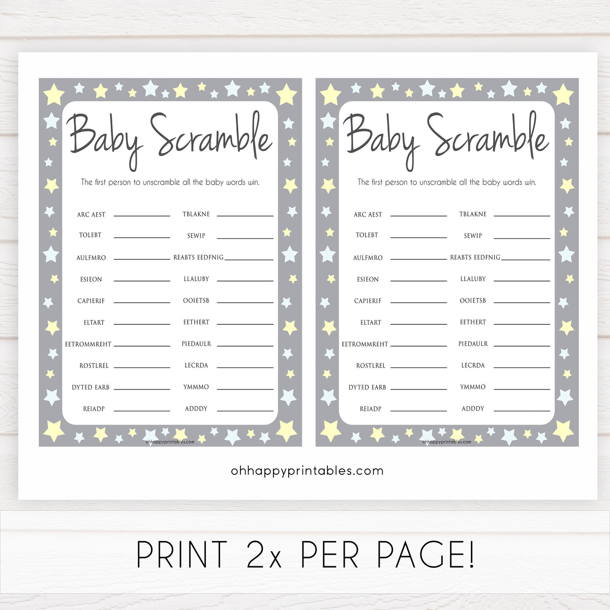 baby shower word scramble printable baby shower games