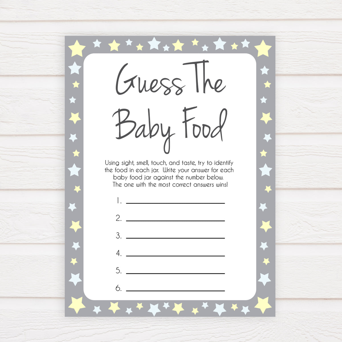 Guess The Baby Food Free Printable Template