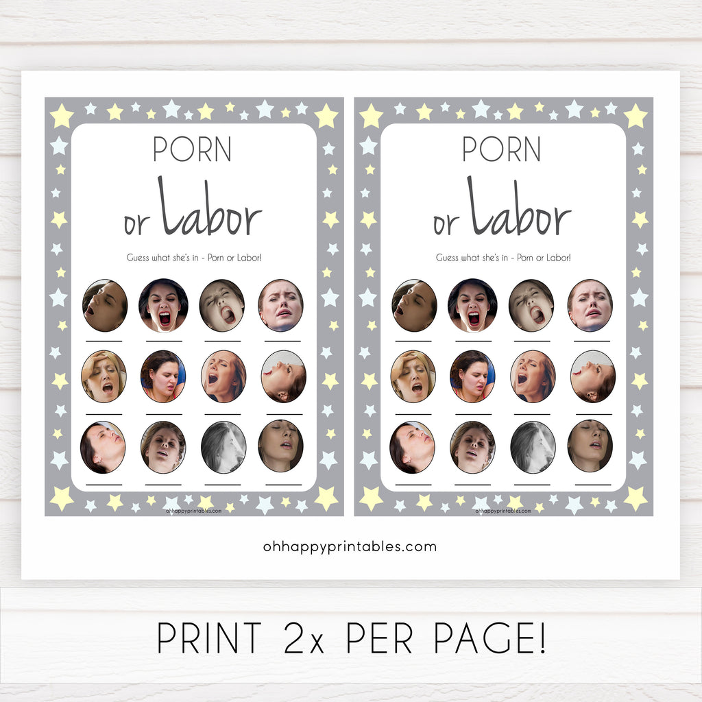 Fame Fun - Porn or Labour Baby Shower Game - Printable Baby Shower Games ...