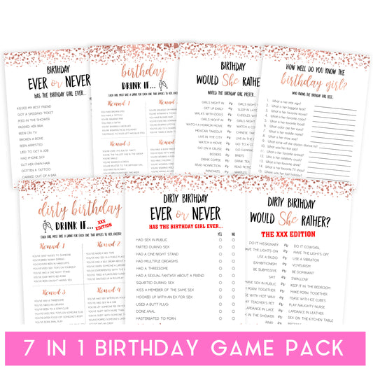 Birthday Porn Games - 7 Gold Glitter Birthday Games - Printable Birthday Games Pack â€“  OhHappyPrintables