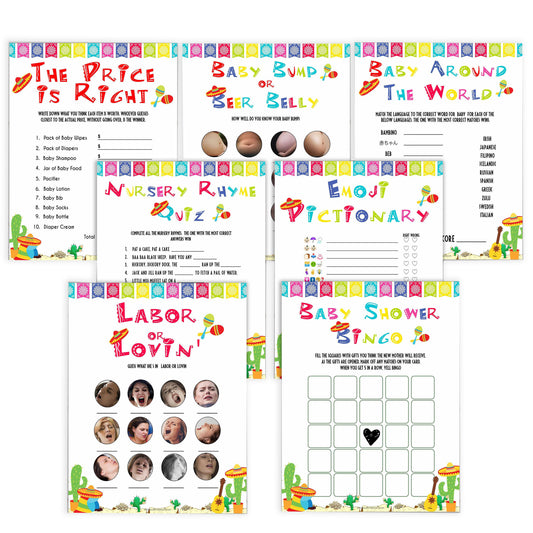 10 Mexican Fiesta Baby Games Bundle - Printable Baby Games