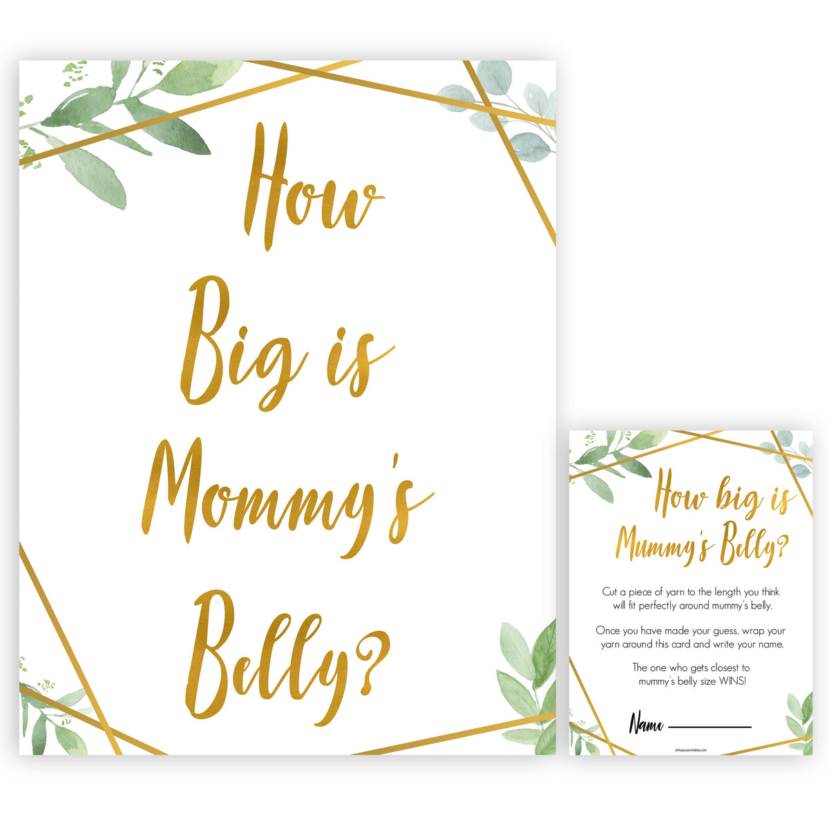 How Big is Mommys Belly Geometric Printable Baby Shower Games