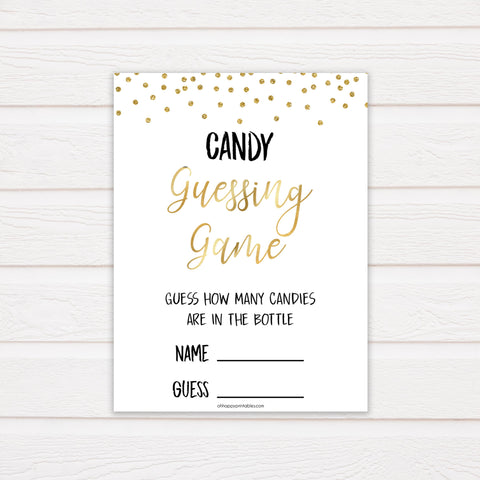 Gold Glitter Candy Guessing Game, Gold Candy Guessing Game, Gold Candy Game, Gold Candies in A Jar Game, Gold Glitter Baby Shower, fun baby games, popular baby games