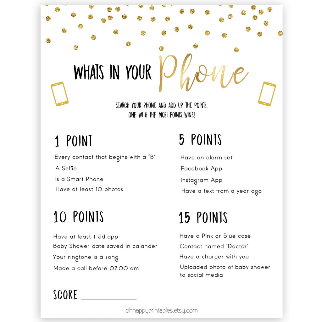 Whats In Your Phone Free Printable Game