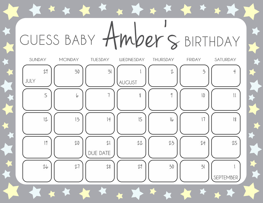 Guess The Baby Birthday Game - Stars Printable Baby – OhHappyPrintables
