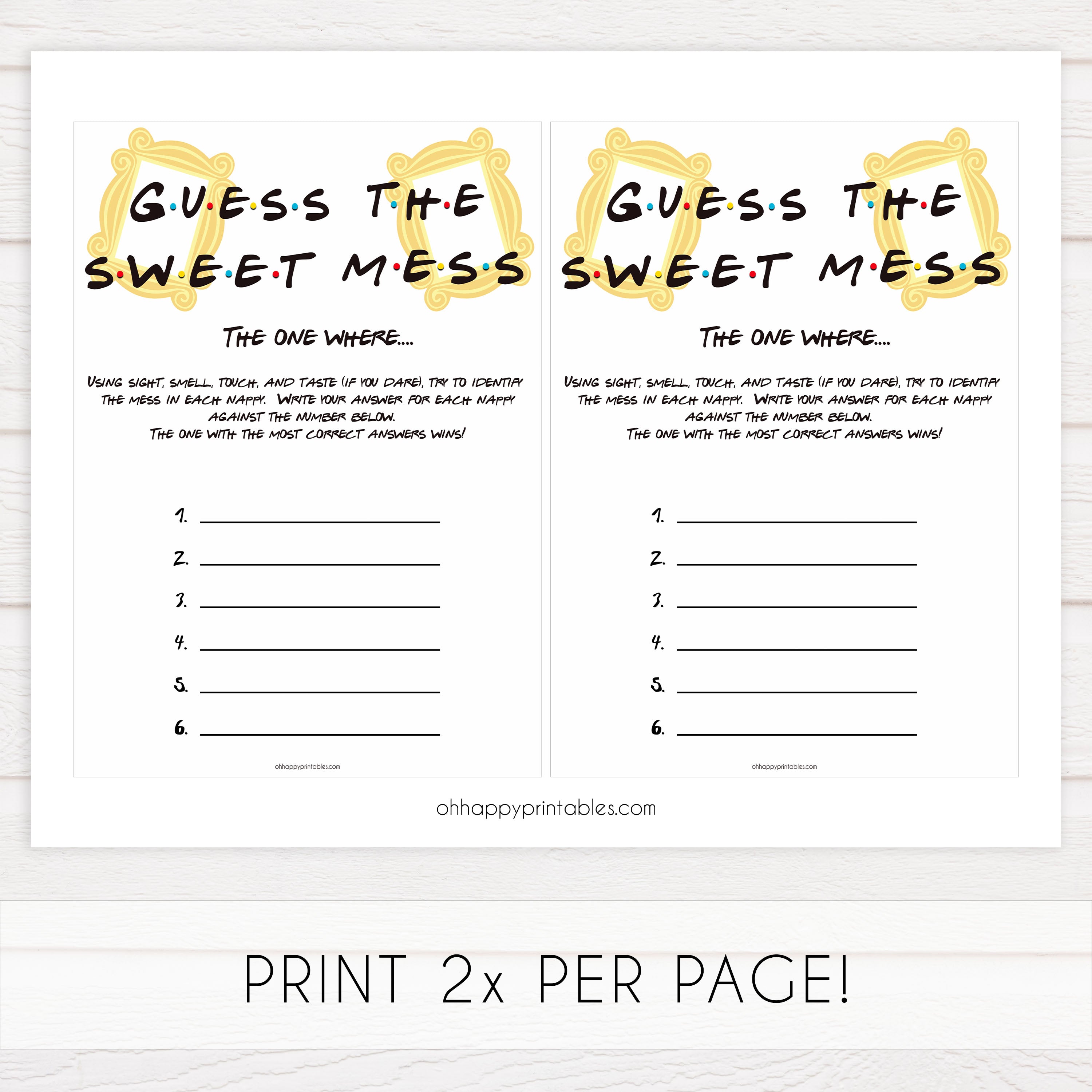 Guess The Sweet Mess - Friends Printable Baby Shower Games ...