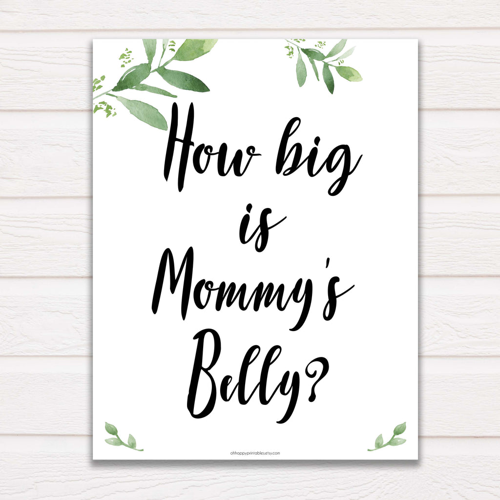 How big is Mommys Belly Botanical Baby Shower Games OhHappyPrintables