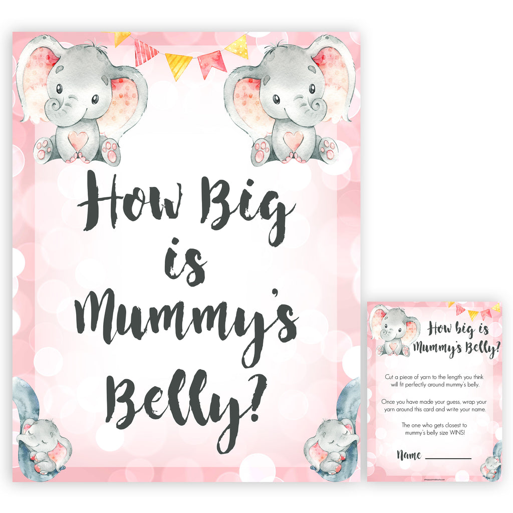 How big is Mommys Belly - Pink Elephant Printable Baby ...