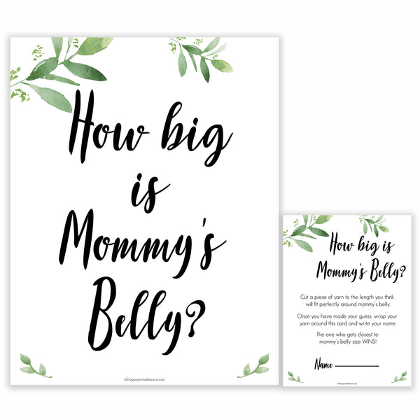 How big is Mommys Belly Botanical Baby Shower Games OhHappyPrintables