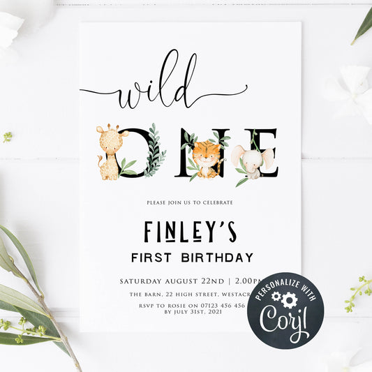 EDITABLE Wild One Birthday Welcome Sign - Wild One – OhHappyPrintables