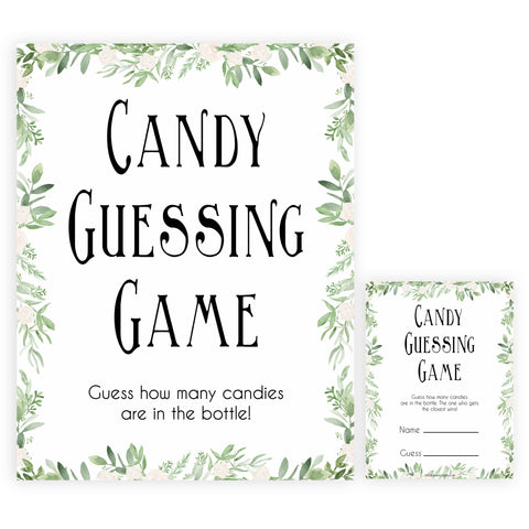 Candy Guessing Game - Greenery Printable Baby Shower Games ...