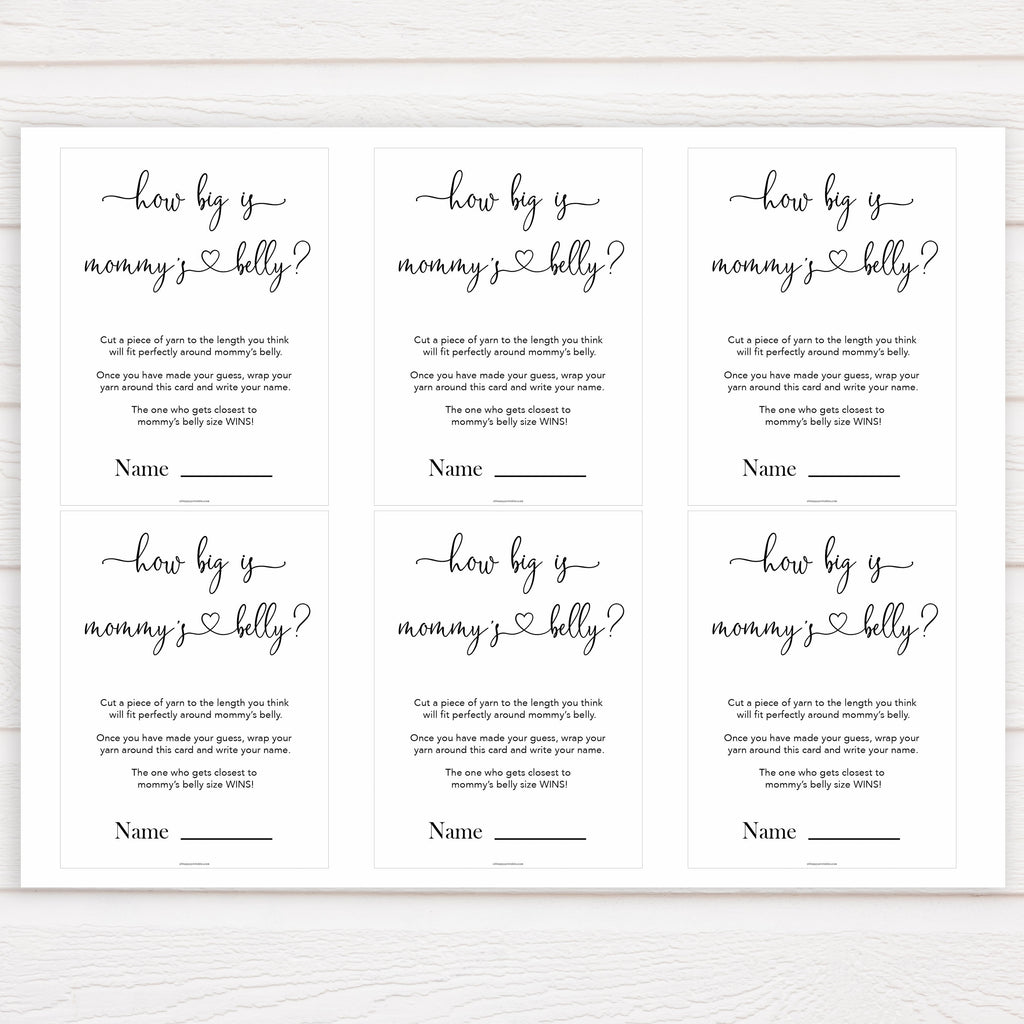 How Big is Mommys Belly - Minimalist Printable Baby Shower ...
