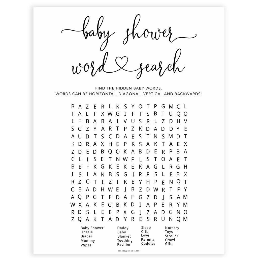baby word search free printable