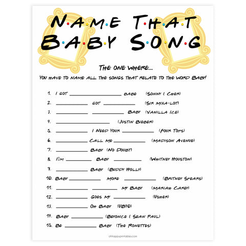 Name That Baby Song – OhHappyPrintables