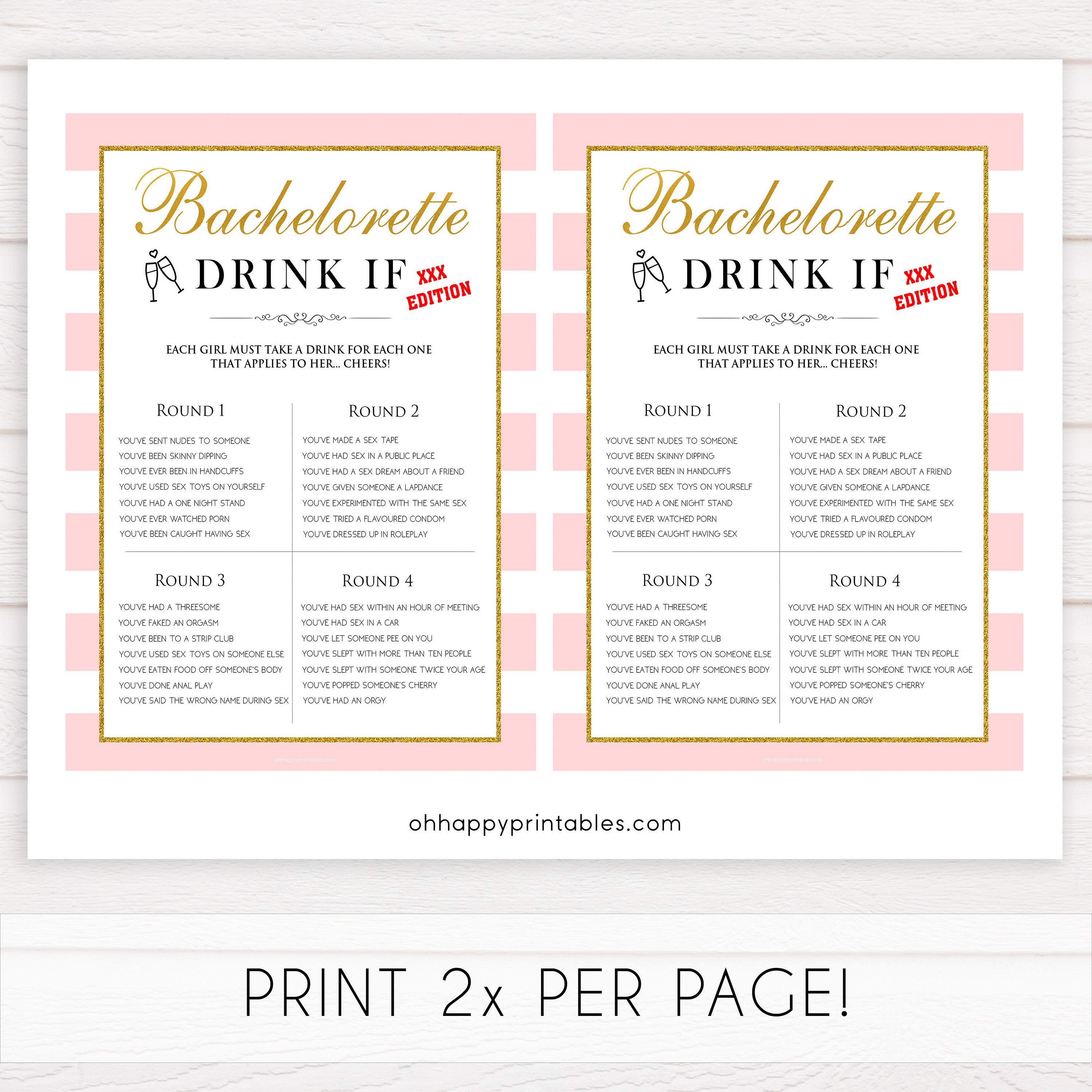 Xxxxx Girl Sex Com - X Rated Bachelorette Drink If Game - Printable Bachelorette Games â€“  OhHappyPrintables