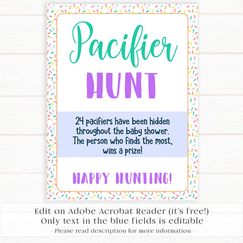 Pacifier Hunt - Baby Sprinkle Printable Baby Games – OhHappyPrintables