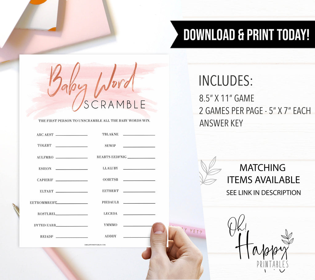 Baby Shower Word Scramble - Printable Baby Shower Games – OhHappyPrintables