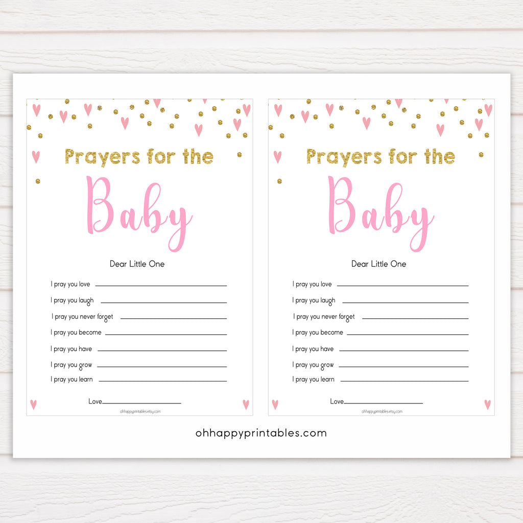 Prayers For The Baby Keepsake - Pink Hearts Baby Shower Games ...