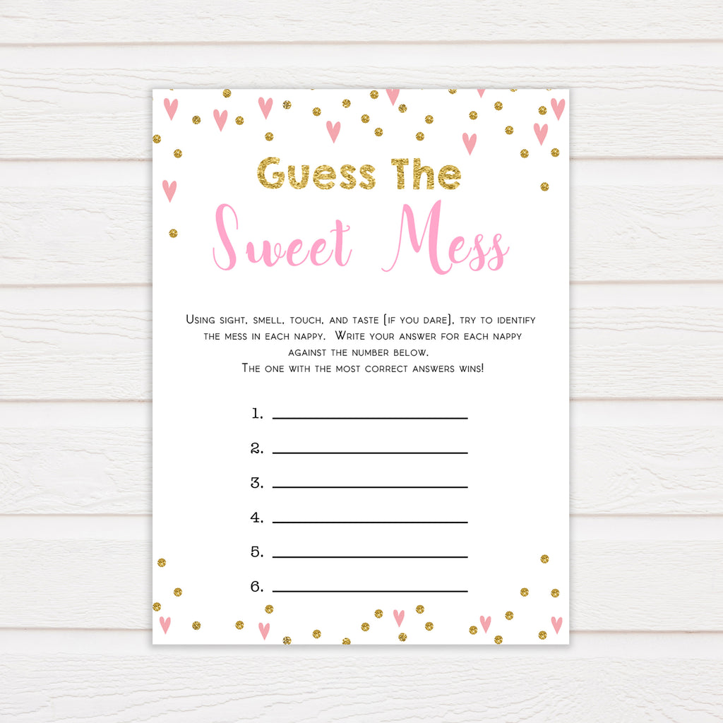 Guess The Sweet Mess Baby Shower Games Pink Hearts Baby Shower Games