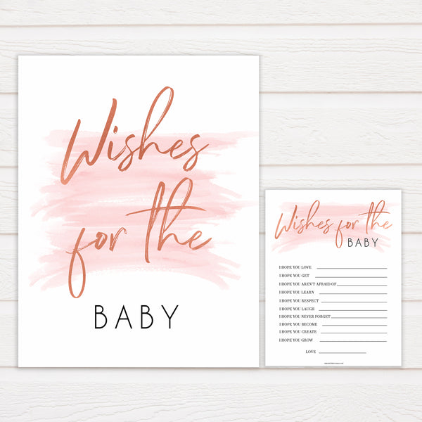 Pink Swash Wishes For The Baby, Baby Wishes, Wishes for The Baby, Printable Baby Shower Games, Baby Shower Baby Wishes, Baby Wishes Card, printable baby shower games, fun baby shower games, popular baby shower games