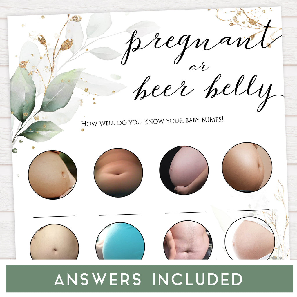 pregnant-or-beer-belly-games-gold-green-leaf-printable-baby-games