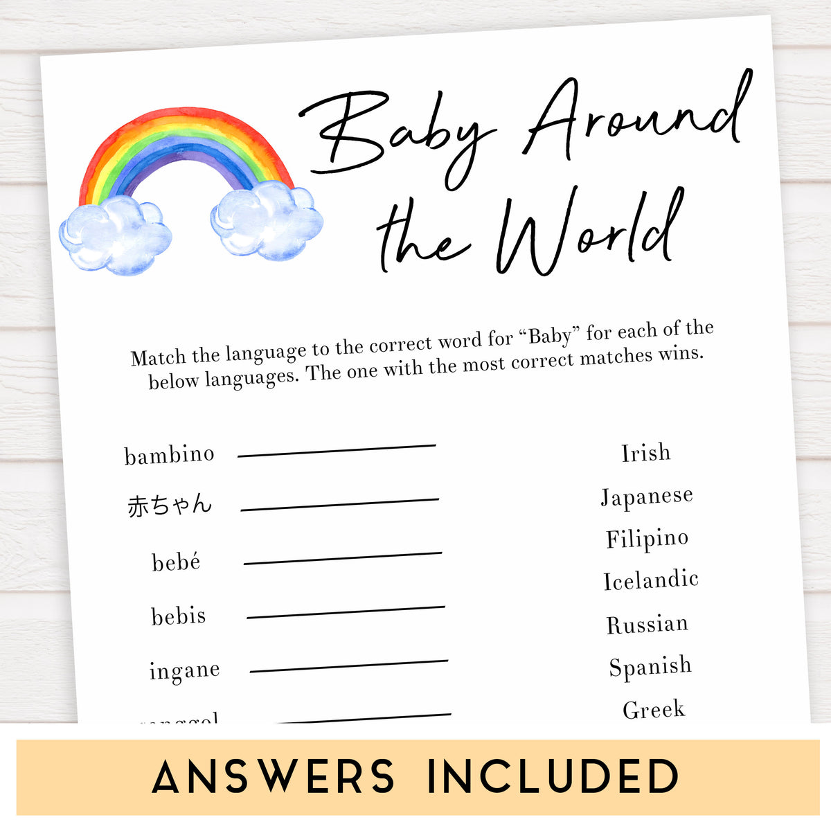 Baby Around The World Baby Game - Rainbow Printable Baby Games ...