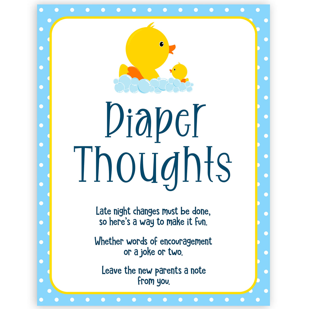 Diaper Thoughts Rubber Ducky Printable Baby Shower Games