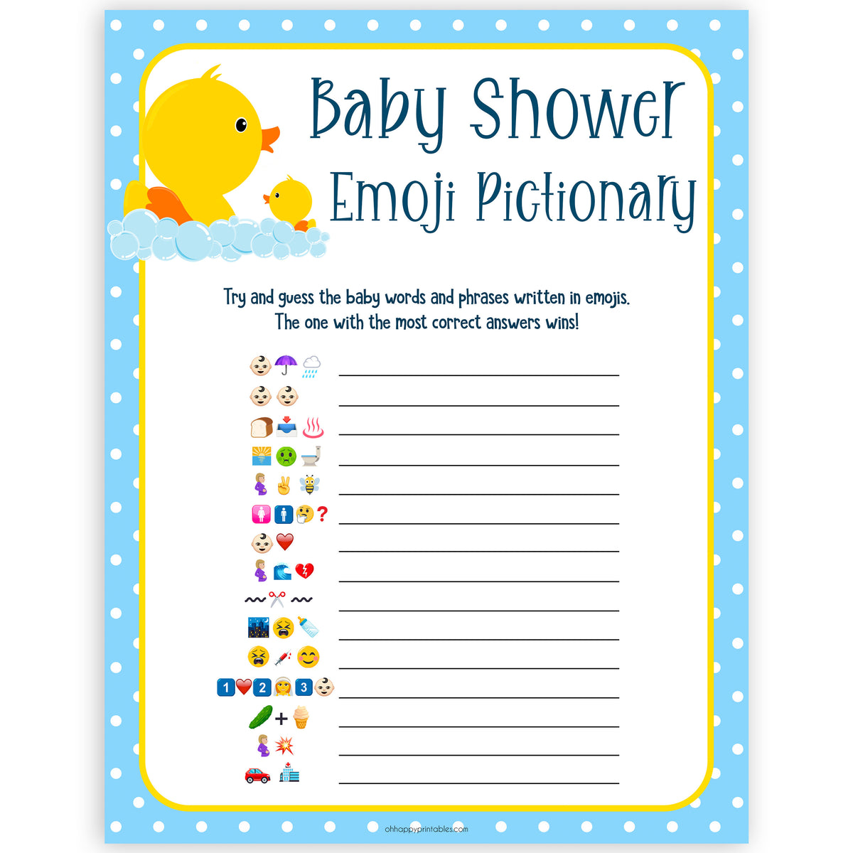 Emoji Pictionary Game Printable