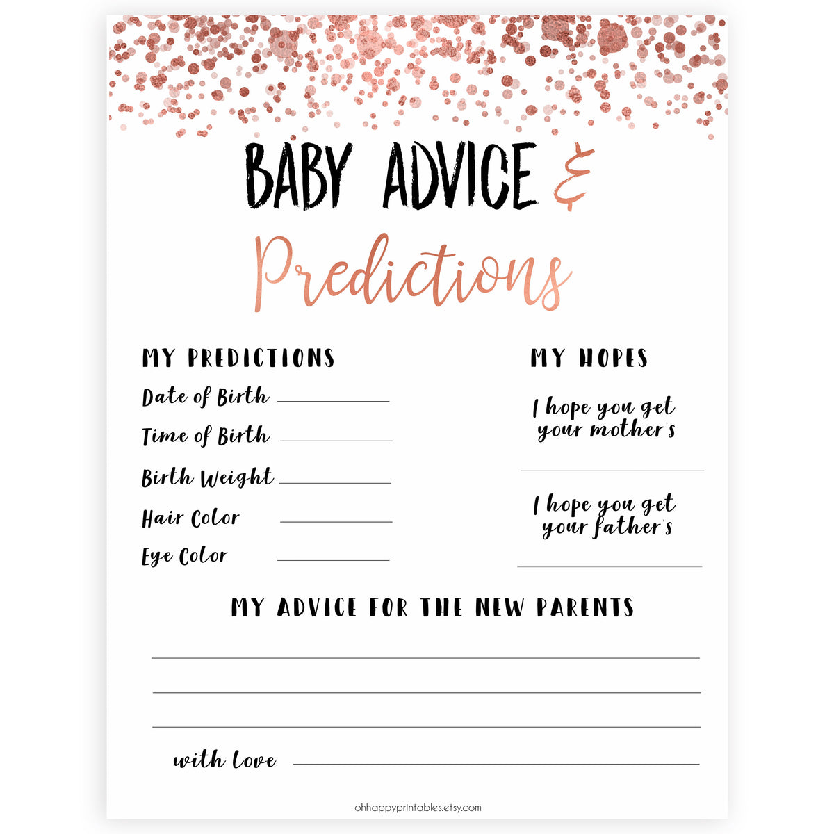 new-baby-advice-predictions-card-rose-gold-baby-shower-games