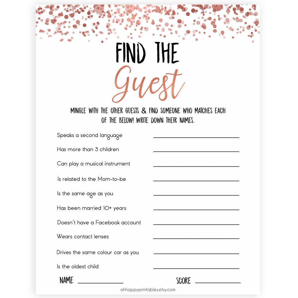 Find The Guest Game Free Printable