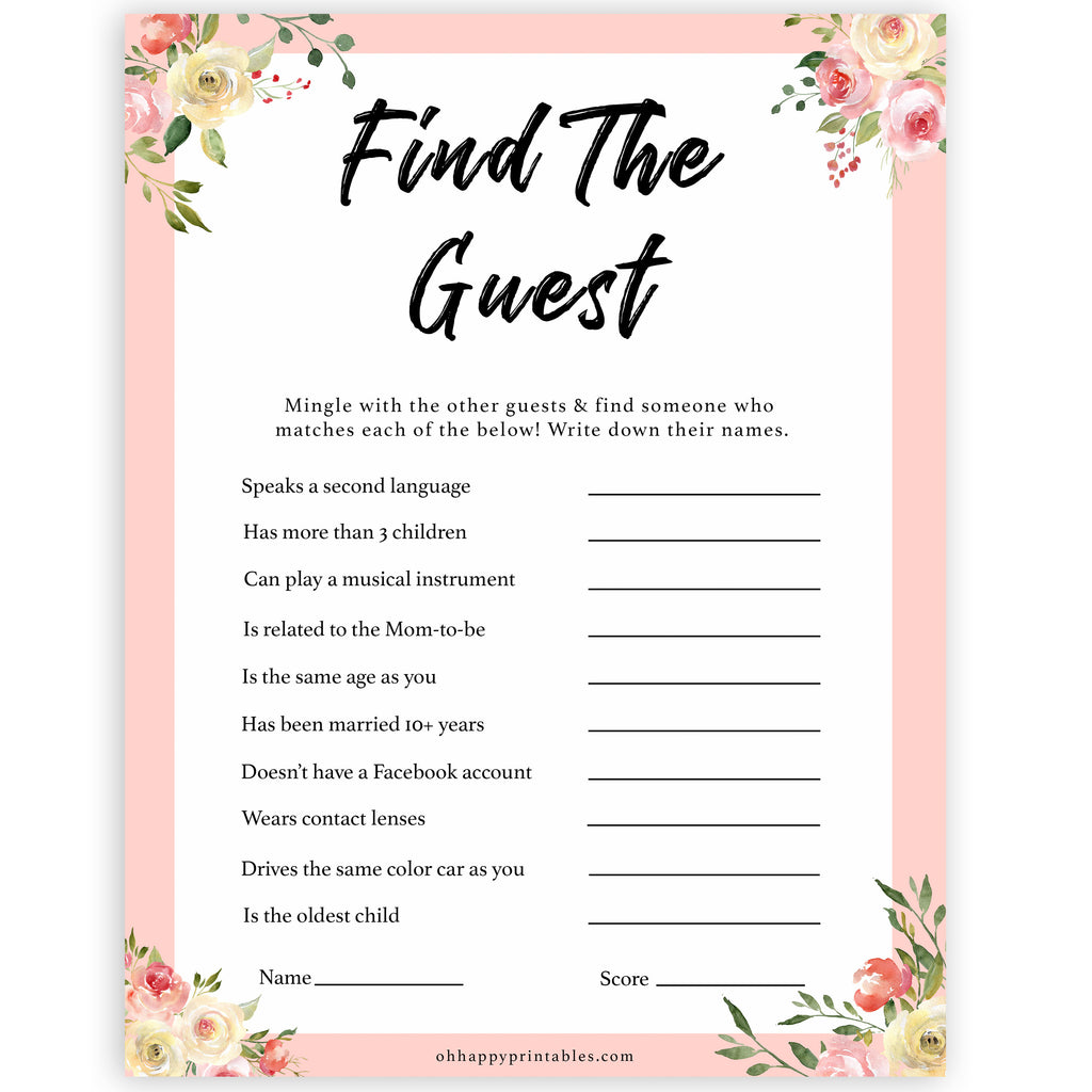 Find The Guest Game Free Printable Printable Word Searches