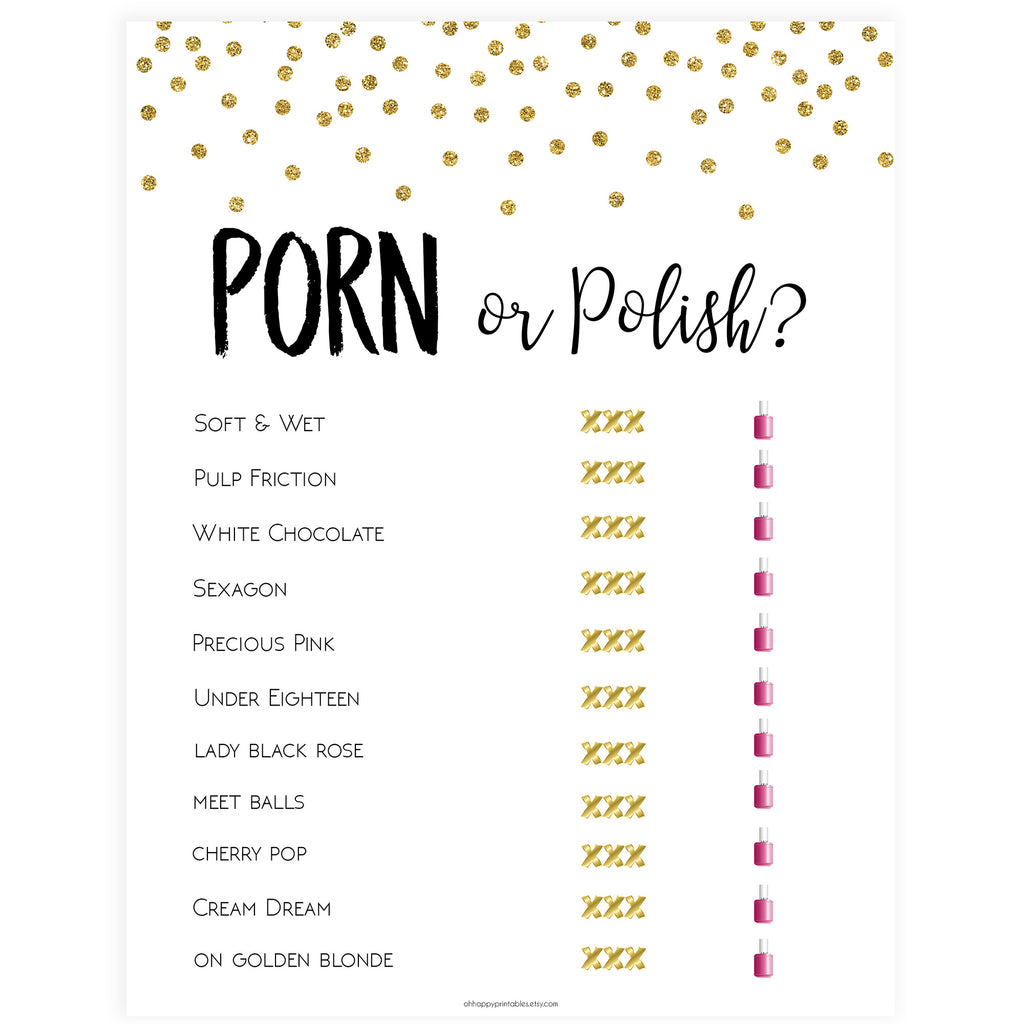 Wedding Shower Orgy - Gold Porn or Polish Game | Bridal Shower Games | Oh Happy ...