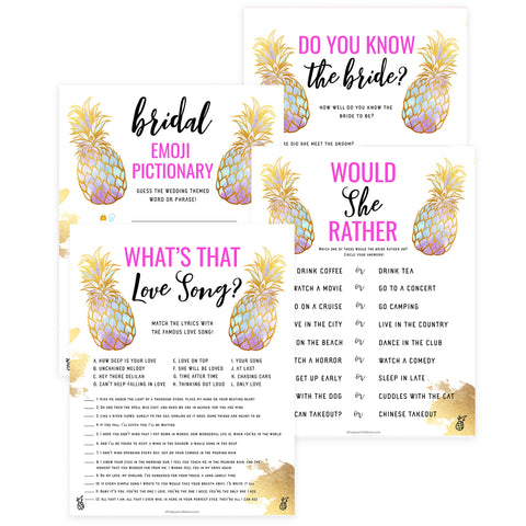 Xxx Porn Chinese While Sleeping - Gold Pineapple Bridal Shower Games Bundle | Oh Happy Printables â€“  OhHappyPrintables