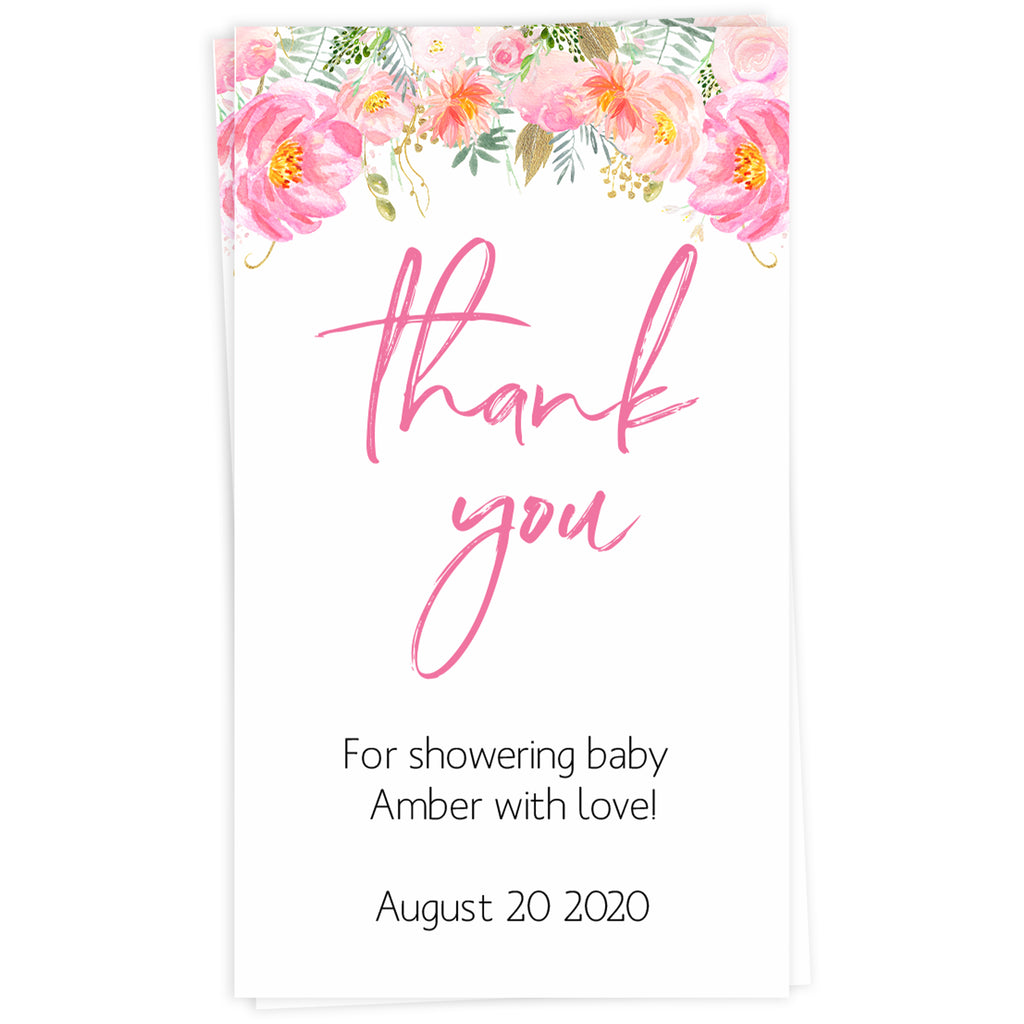 Baby Thank You Tags - Blush Floral Printable Baby Decor ...