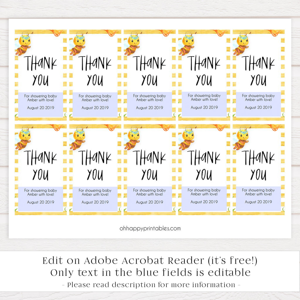 Baby Thank You Tags Mommy To Bee Printable Baby Decor Ohhappyprintables