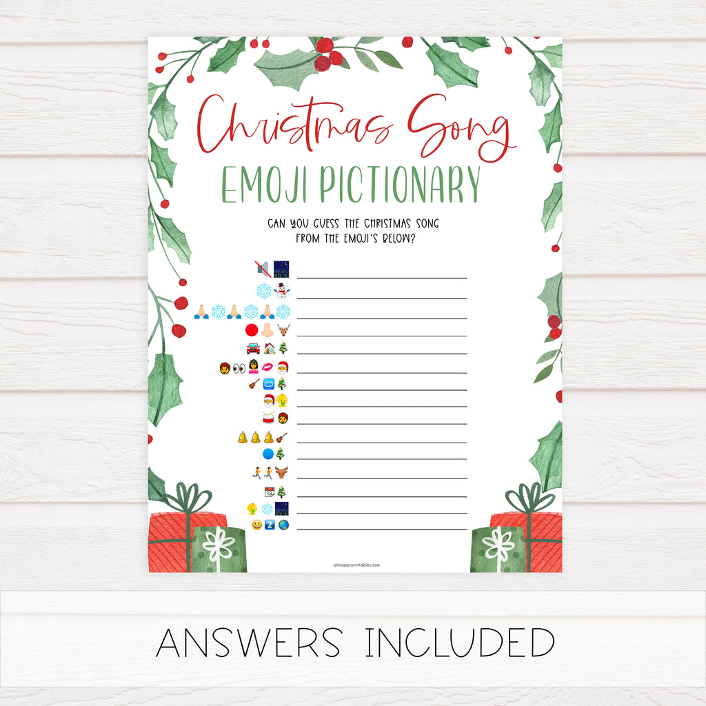 Christmas Songs Emoji Pictionary Game | Printable Christmas Games ...