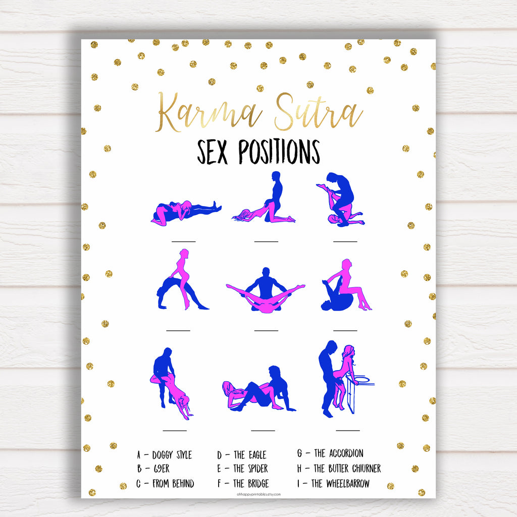 Wedding Sex Games - Guess The Sex Position - Gold Glitter | Bachelorette Party Games ...