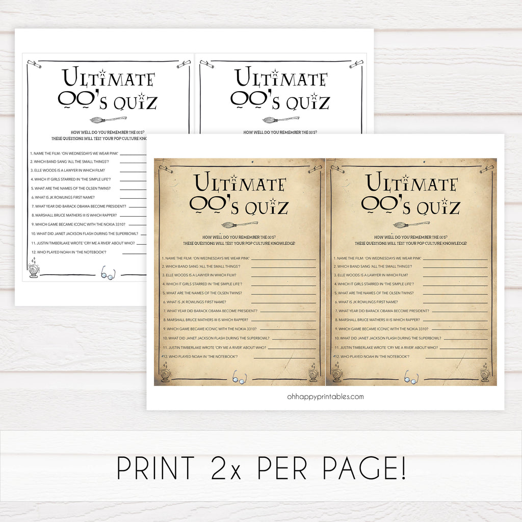 Ultimate 00s Quiz Bachelorette Game Shop Printable Bridal Games Ohhappyprintables