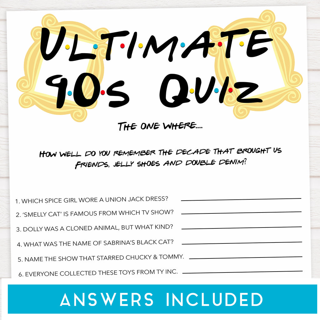 Ultimate 90s Quiz Bachelorette Game Shop Printable Bridal Games Ohhappyprintables