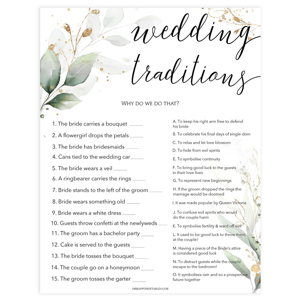 Wedding Traditions Trivia Game Shop Printable Bridal Shower Games Ohhappyprintables