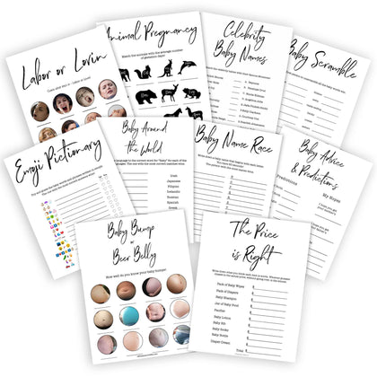 Shop White Gender Neutral Baby Shower Printables | Oh Happy Printables ...