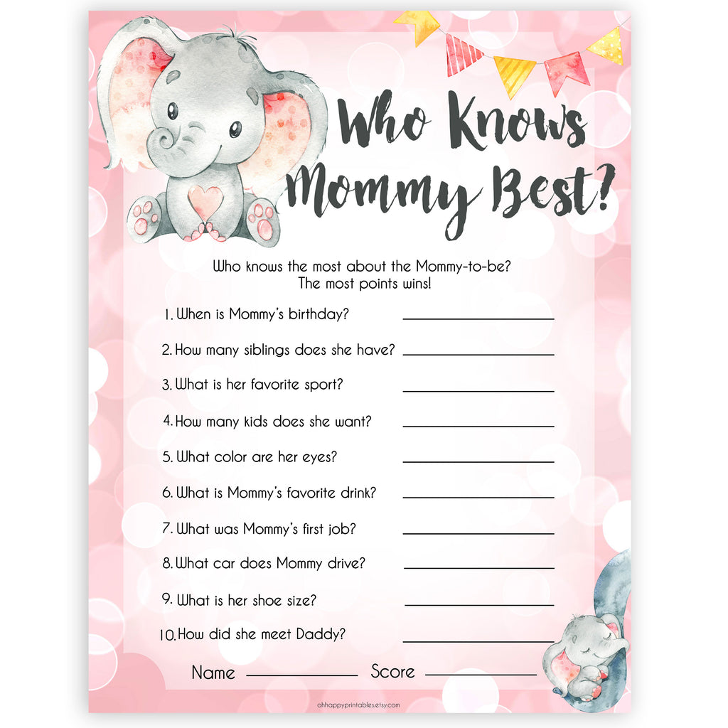 Who Knows Mommy Best Baby Shower Game Questions