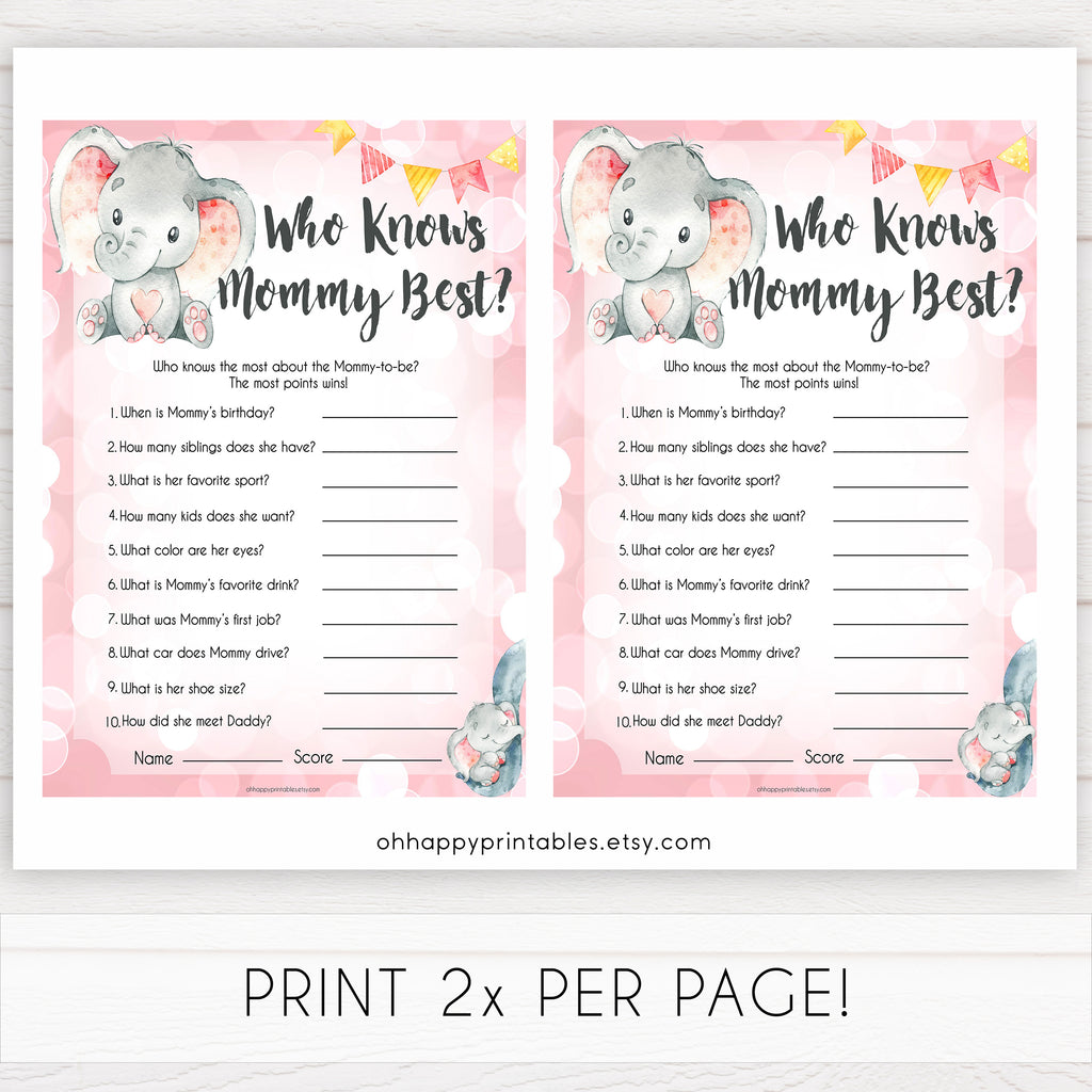 Pink And White Flowers Who Knows Mommy Best Baby Shower Game