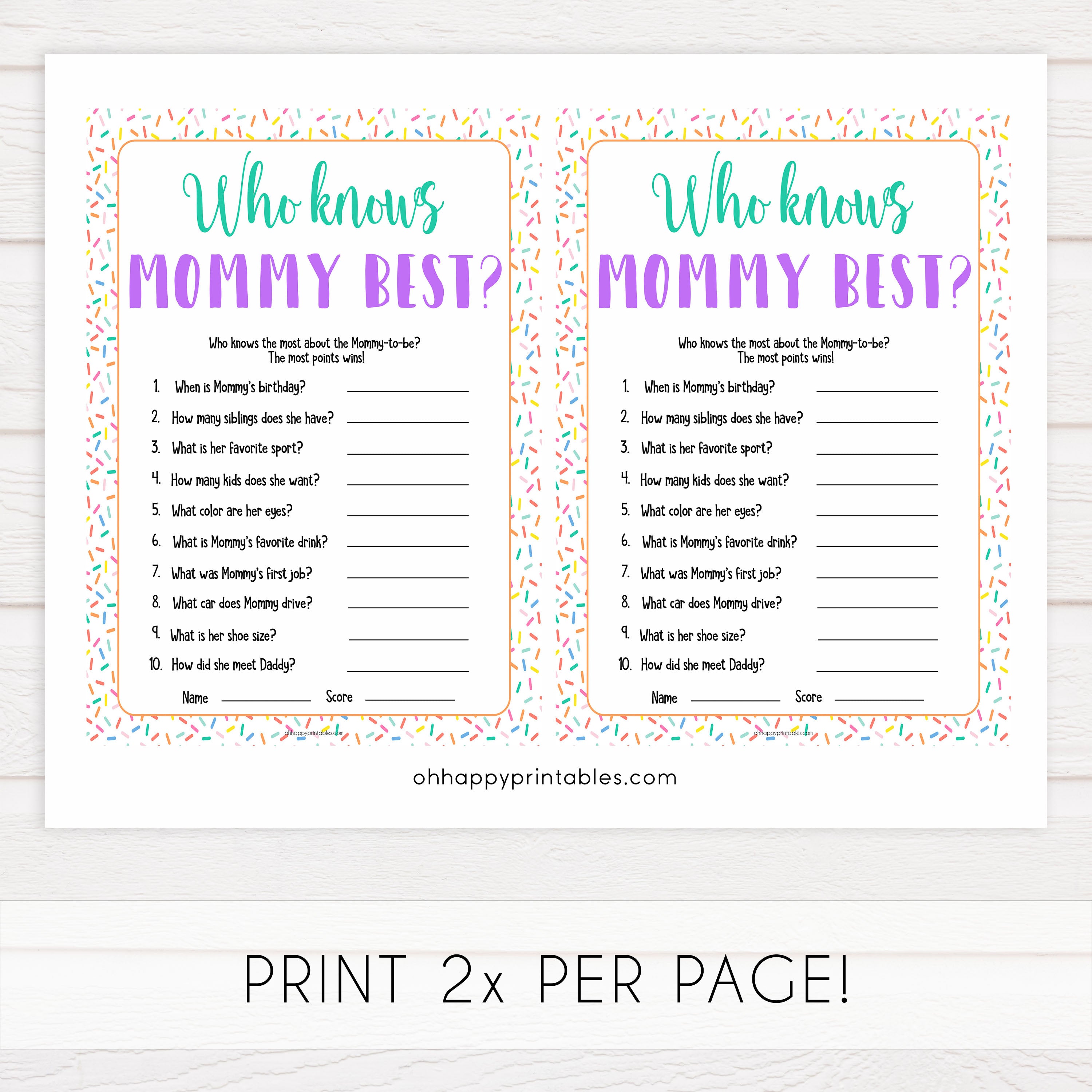 Who Knows Mommy Best - Baby Sprinkle Printable Baby Games ...