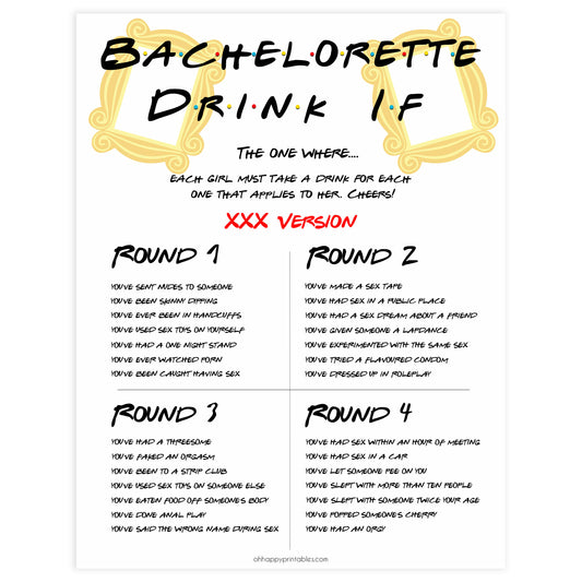 Sip or Strip Drinking Game Printable Game Party Game Web Game Bachelorette  Party 