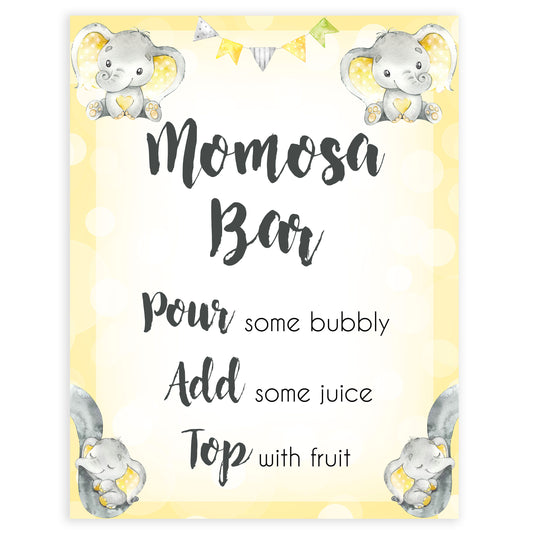 8 Baby Shower Table Signs - Yellow Elephants Printable Baby Shower Signs –  OhHappyPrintables