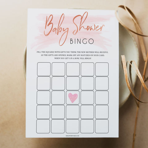 Baby Shower Bingo - Pink Baby Printable Games – OhHappyPrintables