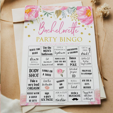 Blush & Gold Bachelorette Party Bingo | Shop Printable Bachelorette ...